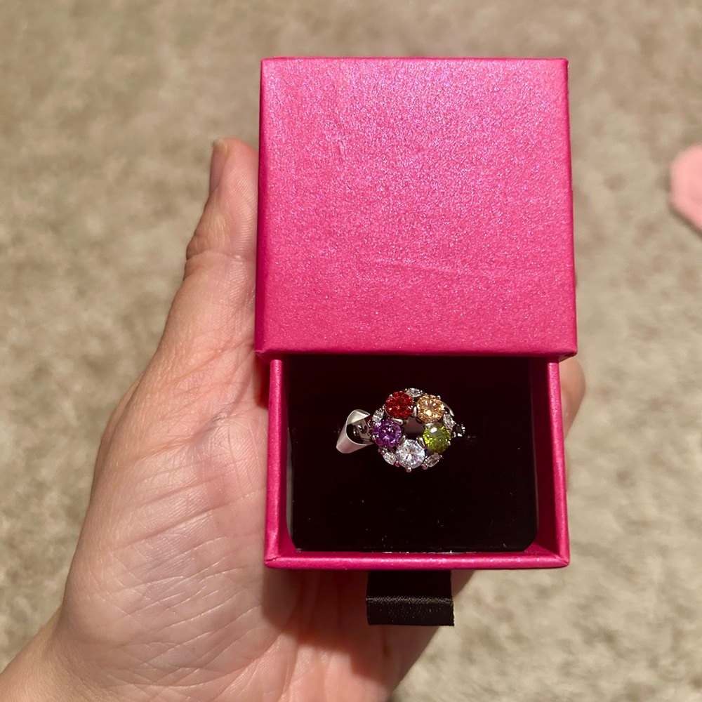 Elegant Multicolor Gemstone Ring Size 6